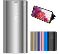 Coque Samsung S20 FE 5G Housse Étui Miroir Flip Avec Stand Fonction Protection Cover Pour Samsung Galaxy S20 FE 5G - Silver