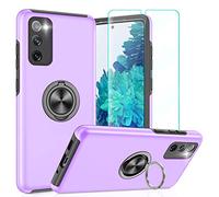 Coque Samsung S20 FE avec Support【et 1 Verre Trempé Vitre Protection】 Militaire PC et TPU Silicone Etui Antichoc Housse pour Samsung Galaxy S20FE 5G/4G-Violet