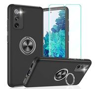 Coque Samsung S20 FE avec Support【et 1 Verre Trempé Vitre Protection】 Militaire PC et TPU Silicone Etui Antichoc Housse pour Samsung Galaxy S20FE 5G/4G -Noir