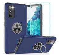 Coque Samsung S20 FE avec Support【et 1 Verre Trempé Vitre Protection】 Militaire PC et TPU Silicone Etui Antichoc Housse pour Samsung Galaxy S20FE 5G/4G -Bleu