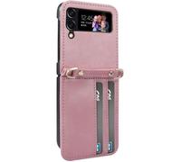 Coque - Samsung - Z Flip 4 - Cuir véritable - Porte-cartes - Lanière réglable