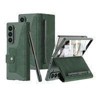 COQUE Samsung Z Fold 6, étui en Cuir Pliable à Rabat Mince avec Fente pour Stylo Velcro Amovible, Housse de téléphone Pliable pour Samsung Galaxy Z Fold 6 5G-Vert