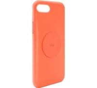 Coque pour iPhone 6/7/8/SE(2022) Série Icon en Silicone avec Plaque Métallique Orange