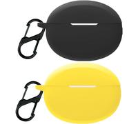 Coque Silicone 2 Pièces Pour Écouteurs Oppo Enco X2 - Protection Antichoc 360°, Compatible Charge Sans Fil, Installation Facile (Noir/Jaune)