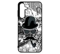 Coque Silicone A16 4g 5g Moustache Gris Peinture Personnalis¿ Homme Pipe Monsieur Noir Et Blanc Case Made In France Pour Samsung Galaxy