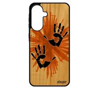 Coque silicone A56 5G en bois main empreinte mobile Orange de protection street art unique TPU peinture trace de deux pour Samsung galaxy
