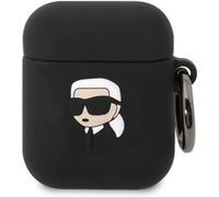 Coque Silicone AirPods 1/2 Karl Head 3D Luxe Antichoc Karl Lagerfeld Noir