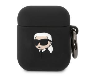 Coque Silicone AirPods 1/2 Karl Head 3D Luxe Antichoc Noir