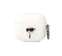 Coque Silicone AirPods 3 Karl Head 3D Luxe Antichoc Blanc
