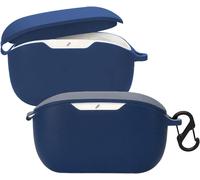 Coque silicone anti-rayures ultra-fine pour JBL Wave Buds 2 - Housse de protection anti-chute complète avec mousqueton, compatible charge sans fil - Bleu