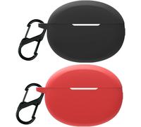 Coque Silicone Antichoc 360° Pour Écouteurs Oppo Enco X2 ¿ Compatible Recharge Sans Fil ¿ Noir/Rouge