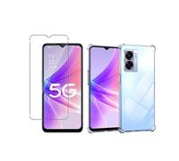 Coque Silicone Antichoc Angles Renforces + Vitre Protection Ecran Pour Oppo A77 5G / A57 5G