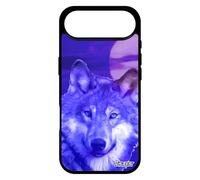 Coque Silicone Antichoc pour iPhone 17 Air Loup Design Bleu Lune Rigide Animaux louve Case Animal predateur Nuit Unique Ciel