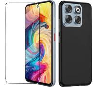 Coque Silicone Antichoc + Verre Trempé 1 Pièce Compatible Zte Blade V70 - Protection Écran Et Arrière Noir