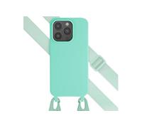 Coque silicone avec cordon amovible pour iPhone 15 Pro - Turquoise