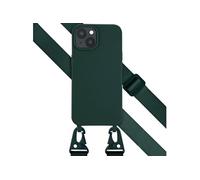 Coque silicone avec cordon amovible pour iPhone 15 - Vert foncé