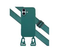 Selencia Coque silicone avec cordon amovible pour Apple iPhone 17 - Vert foncé