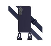 Selencia Coque silicone avec cordon amovible pour Samsung Galaxy A35 - Bleu foncé
