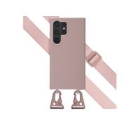 Selencia Coque silicone avec cordon amovible pour Samsung Galaxy S24 Ultra - Sand Pink