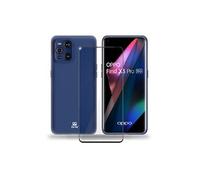 Coque silicone bleu + Verre trempé 9H pour Oppo Find X3 Pro