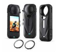 Coque Silicone Compatible avec Insta360 X5, Protection Caméra Intégrale | Silicone doux, cache-objectif et découpes précises avec accès batterie et USB pour protéger la caméra en voyage