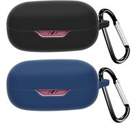 Coque Silicone Compatible Jbl Wave 300 Tws ¿ Charge Sans Fil, Protection Anti-Choc, Mousqueton 3d Mignon, Légère ¿ Noir/Bleu