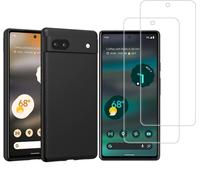 Little Boutik Coque Silicone Couleur Noire + 2 Verres Trempes pour Google Pixel 6A
