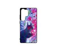 Coque silicone ecureuil pour Samsung S25 Ultra etui dessin foret solide bleu design mignon rigide animaux case fleurs nature pour galaxy
