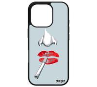 Coque Silicone Femme Pour Iphone 16 Pro Femme Art Mobile Case Love Cigarette Fatale Bisou Telephone Portable Rouge Levres Bouche De Apple