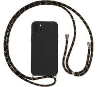 Coque Silicone Fine Pour Huawei P30 Pro Avec Cordon Tour De Cou Réglable - Protection Antichoc Et Bandoulière Noire