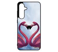 Coque silicone flamand rose S24 FE love amour oiseau rigide housse ciel romantique nuage animal animaux coeur portable pour Samsung galaxy