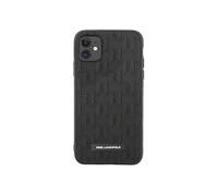Coque Silicone iPhone 11 Texturé Monogram 3D Ultra Résistant Noir