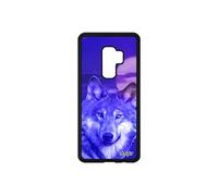 Coque silicone loup rigide S9+ Plus case cover louve nuit ciel animal animaux design aluminium TPU alpha bleu housse Samsung galaxy