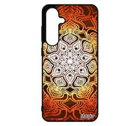 Coque Silicone Mandala Pour Galaxy S24 Fe Bouddhisme Color¿ Etui Floral Orange Solide Gel Tibetain Oriental Rosace Jolie Rigide Pour Samsung