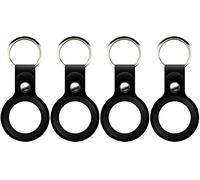 Coque Silicone Noir Compatible avec AirTag de 2021 [Lot de 4] Porte Clé de Tag Housse Protection Souple Phonillico®
