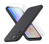 Coque Silicone NOIR Mat Pour Samsung Galaxy A05S - 2 Verre trempé - Anti Rayures - Ultra Résistant Dureté 9H