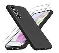 Coque Silicone NOIR Mat Pour Samsung Galaxy A35 5G - 2 Verre trempé Anti Rayures - Ultra Résistant Dureté 9H