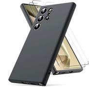Hqselection® Coque Silicone Noir Mat Pour Samsung Galaxy S24 Ultra 5g + 2 Verre Trempé Film Protection Écran - Anti Rayures - Ultra Résistant Dureté 9h