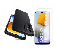 Coque Silicone Noir + Vitre Protection Ecran Pour Samsung Galaxy M13 4G / M23 5G