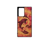 Coque silicone Note 20 ultra en vrai bois et dauphin ocean rose texture marin de protection animaux TPU mobile animal Samsung galaxy