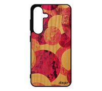 Coque Silicone Peinture Abstrait Pour Samsung Galaxy S25 Bois Veritable Ronds Souple Portable Rose Color¿ Original Texture Telephone Art