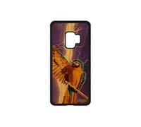 Coque silicone perroquet Samsung S9 en bois oiseau tropical animaux original eclair souple antichoc animal design etui orage galaxy