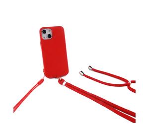 Coque Silicone Pop Bleue pour Rouge iPhone 14 Plus - Tour de Cou et Tour de Poignet Inclus