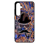 Coque Silicone Portrait Pour Samsung Galaxy S24 Fe Bleu Monsieur Graf 4g Pipe Noir Chapeau Melon Aluminium Vintage Pas Cher Lunette Homme