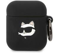 Coque Silicone pour AirPods 1/2 Choupette Head 3D Luxe Antichoc Karl Lagerfeld Noir