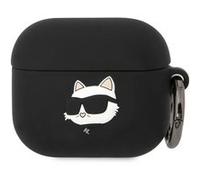 Coque Silicone pour AirPods 3 Choupette Head 3D Luxe Antichoc Karl Lagerfeld Noir