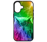 Coque Silicone Pour Apple Iphone 16 Hibou Arc En Ciel Orage Chouette Oiseau Antichoc Smartphone Portable Multicolore Eclair Animaux Jaune
