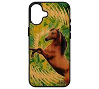 Coque Silicone Pour Apple Iphone 16+ Plus En Bois Cheval Equitation Case Poulain Dessin Telephone Nature Poney Mandala Noir Souple Design