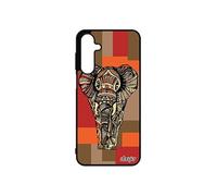 Coque silicone pour galaxy A16 4G 5G elephant d'asie dessin portable cube tribal savane 4G geometrique carré azteque Marron pour Samsung