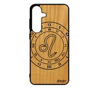 Coque Silicone Pour Galaxy S25+ Plus Bois Signe Astrologique Lion Avenir Du Zodiaque Univers Noir Etui Horoscope Unique Horloge Pour Samsung